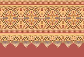 cross stitch Embroidery ethnic pattern, Vector Geometric ornate background, Cross stitch retro zigzag style, Blue and yellow pattern knitting continuous, Design for textile, fabric, digital print