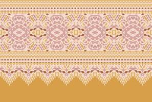 cross stitch traditional ethnic pattern paisley flower Ikat background abstract Aztec African Indonesian Indian seamless pattern for fabric print cloth dress carpet curtains and sarong vector