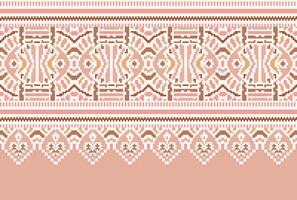 cross stitch Embroidery ethnic pattern, Vector Geometric ornate background, Cross stitch retro zigzag style, Blue and yellow pattern knitting continuous, Design for textile, fabric, digital print