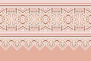 cross stitch Embroidery ethnic pattern, Vector Geometric ornate background, Cross stitch retro zigzag style, Blue and yellow pattern knitting continuous, Design for textile, fabric, digital print