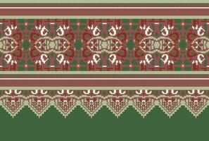 cross stitch Embroidery ethnic pattern, Vector Geometric ornate background, Cross stitch retro zigzag style, Blue and yellow pattern knitting continuous, Design for textile, fabric, digital print