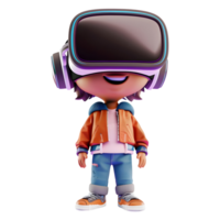 AI generated 3D Rendering of a Boy Wearing Virtual Reality Glasses on Transparent Background - Ai Generated png