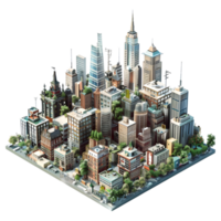 AI generated 3D Rendering of a Isometric Modern City on Transparent Background - Ai Generated png