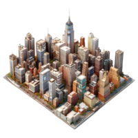 AI generated 3D Rendering of a Isometric Modern City on Transparent Background - Ai Generated png