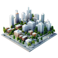 AI generated 3D Rendering of a Isometric Modern City on Transparent Background - Ai Generated png