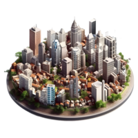 AI generated 3D Rendering of a Isometric Modern City on Transparent Background - Ai Generated png