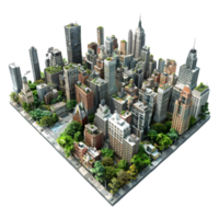 AI generated 3D Rendering of a Isometric Modern City on Transparent Background - Ai Generated png