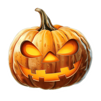 ai generiert Aufkleber von ein Grusel Kürbis auf ein transparent Hintergrund - - ai generiert png