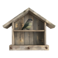 ai generado 3d representación de un gorrión de madera pequeño casa en transparente antecedentes - ai generado png