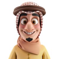 ai generiert 3d Rendern von ein Arabisch Karikatur Junge auf transparent Hintergrund - - ai generiert png