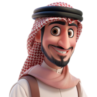 ai generiert 3d Rendern von ein Arabisch Karikatur Junge auf transparent Hintergrund - - ai generiert png