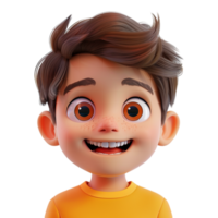 ai generado 3d representación de un niñito chico en pie y sonriente en transparente antecedentes - ai generado png