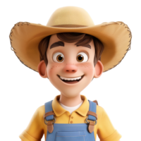 ai généré 3d le rendu de une cow-boy portant chapeau et souriant sur transparent Contexte - ai généré png