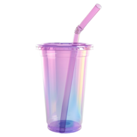 ai generado 3d representación de un vacío portátil jugo vaso en transparente antecedentes - ai generado png