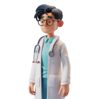 ai generato 3d interpretazione di un' medico in piedi su trasparente sfondo - ai generato png