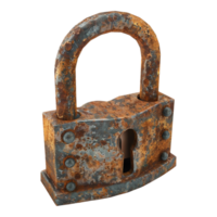 AI generated 3D Rendering of a Vintage Rusted Lock on Transparent Background - Ai Generated png