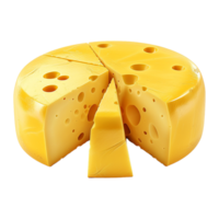 AI generated 3D Rendering of a Yellow Tasty Cheese on Transparent Background - Ai Generated png