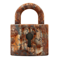 AI generated 3D Rendering of a Vintage Rusted Lock on Transparent Background - Ai Generated png