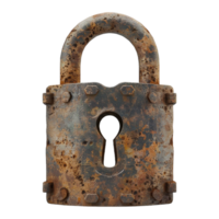 AI generated 3D Rendering of a Vintage Rusted Lock on Transparent Background - Ai Generated png