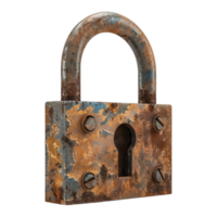 AI generated 3D Rendering of a Vintage Rusted Lock on Transparent Background - Ai Generated png