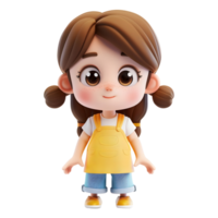 ai gerado 3d Renderização do uma criança pequena menina em pé e sorridente em transparente fundo - ai gerado png