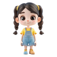 ai gerado 3d Renderização do uma criança pequena menina em pé e sorridente em transparente fundo - ai gerado png