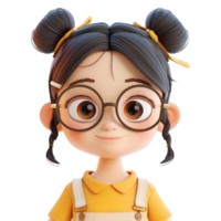 ai gerado 3d Renderização do uma criança pequena menina em pé e sorridente em transparente fundo - ai gerado png