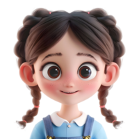 ai generado 3d representación de un niñito niña en pie y sonriente en transparente antecedentes - ai generado png