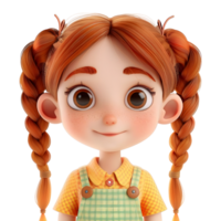 ai gerado 3d Renderização do uma criança pequena menina em pé e sorridente em transparente fundo - ai gerado png