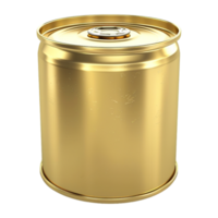 ai generado 3d representación de un vacío pequeño oro acero lata en transparente antecedentes - ai generado png