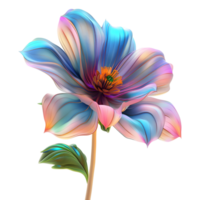 ai generado 3d representación de un vistoso hermosa flor en transparente antecedentes - ai generado png