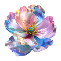 ai generato 3d interpretazione di un' colorato bellissimo fiore su trasparente sfondo - ai generato png