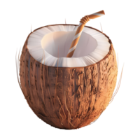 AI generated 3D Rendering of a Delicious Coconut on Transparent Background - Ai Generated png