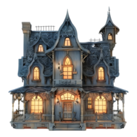 ai genererad 3d tolkning av en Skräck halloween hus på transparent bakgrund - ai genererad png