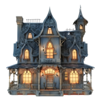 ai gegenereerd 3d renderen van een verschrikking halloween huis Aan transparant achtergrond - ai gegenereerd png