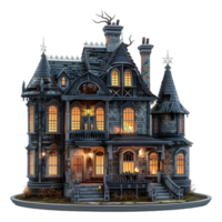 ai gegenereerd 3d renderen van een verschrikking halloween huis Aan transparant achtergrond - ai gegenereerd png