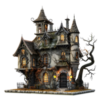 ai généré 3d le rendu de une horreur Halloween maison sur transparent Contexte - ai généré png