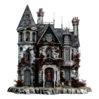 ai generiert 3d Rendern von ein Grusel Halloween Haus auf transparent Hintergrund - - ai generiert png