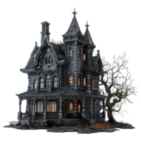 ai généré 3d le rendu de une horreur Halloween maison sur transparent Contexte - ai généré png