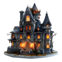 ai generato 3d interpretazione di un' orrore Halloween Casa su trasparente sfondo - ai generato png