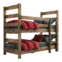 AI generated 3D Rendering of a Wooden Double Floor Bed on Transparent Background - Ai Generated png