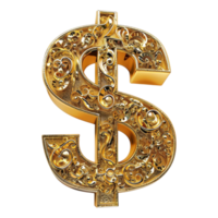 AI generated 3D Rendering of a Dollar Sign on Transparent Background - Ai Generated png