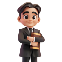 AI generated 3D Rendering of a Lawyer Standing With Holding File in Hand on Transparent Background - Ai Generated png