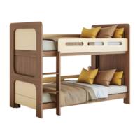 AI generated 3D Rendering of a Wooden Double Floor Bed on Transparent Background - Ai Generated png
