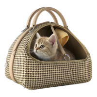 ai generiert 3d Rendern von ein Katze im ein Tasche oder Käfig auf transparent Hintergrund - - ai generiert png