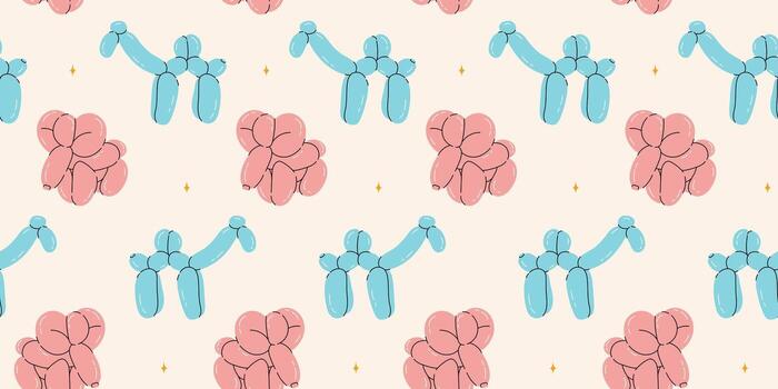 Seamless pattern with elephant, camel balloons. Bright colorful repeating elements. Stock illustration. Vector seamless pattern of cute cartoon bubble animal in color.