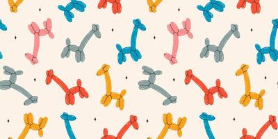 Seamless pattern with giraffe balloons. Bright colorful repeating elements. Stock illustration. Vector seamless pattern of cute cartoon bubble animal in color.