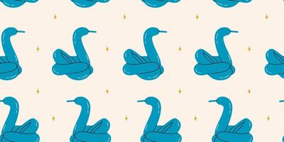Seamless pattern with swan balloons. Bright colorful repeating elements. Stock illustration. Vector seamless pattern of cute cartoon bubble animal in color.