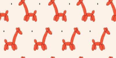 Seamless pattern with giraffe balloons. Bright colorful repeating elements. Stock illustration. Vector seamless pattern of cute cartoon bubble animal in color.