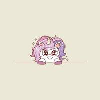 cute retro illustration of baby unicorn to add a name or text vector